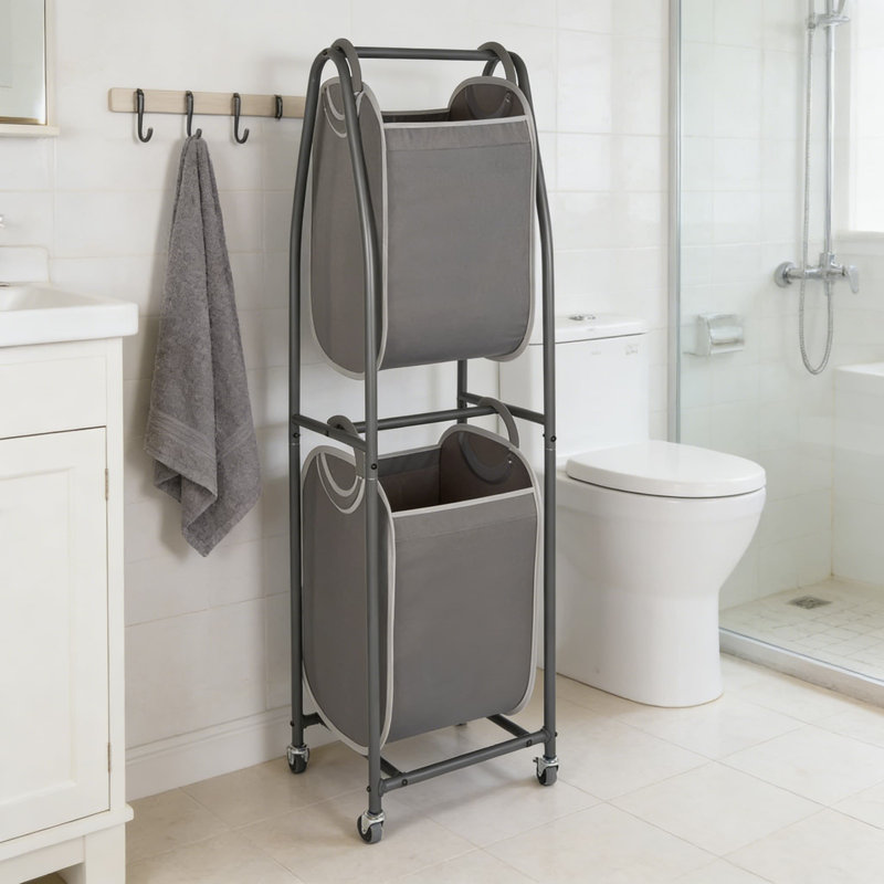 Neatfreak 2-Tier Rolling Laundry Sorter Cart With Removable Hamper Bags, Wheels For Easy Transport, And Odor-Control Technology For Home Organization