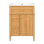 Meuble-lavabo autoportant de 24 po avec lavabo en céramique, structure en bois massif, 1 tiroir rabattable, 1 rangement de porte et 2 tiroirs à fermeture en douceur