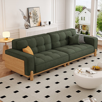 French Simple Fabric Solid Wood Sofa