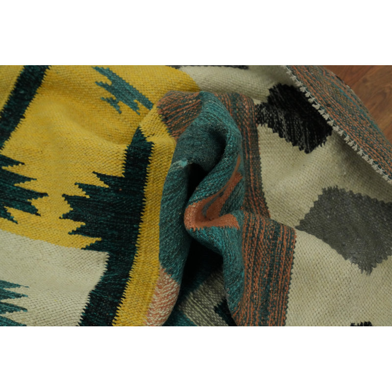 Tapis vert kilim à teinture végétale vert 8 x 11