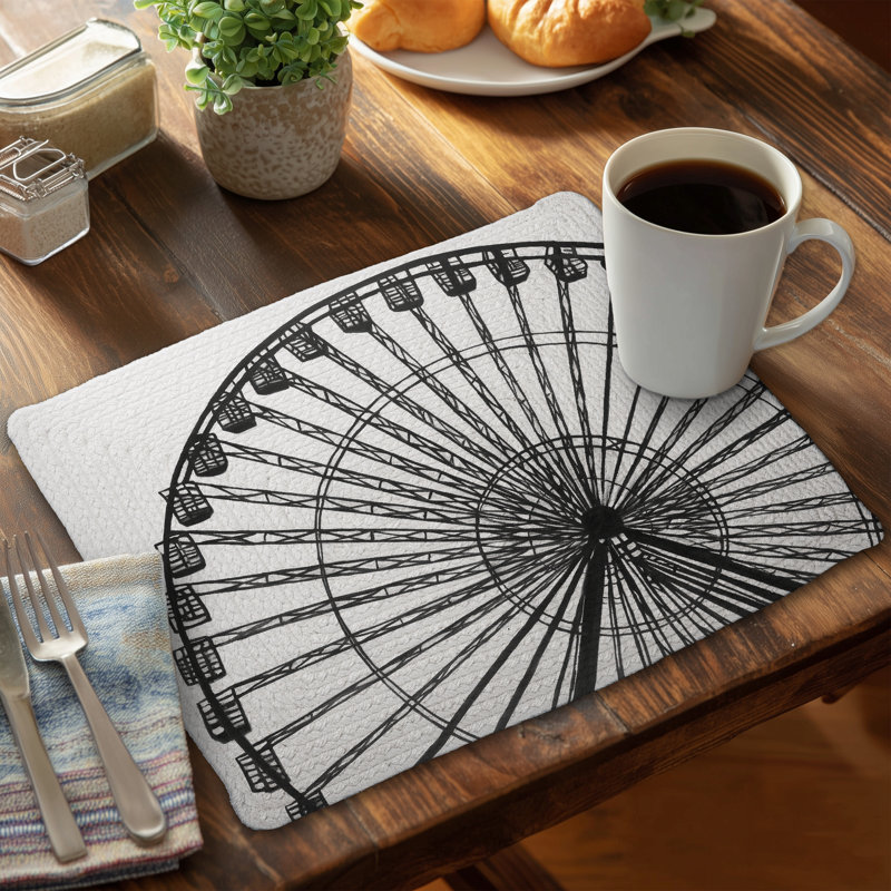 Napperon blanc en polyester tressé - Grande roue monochrome