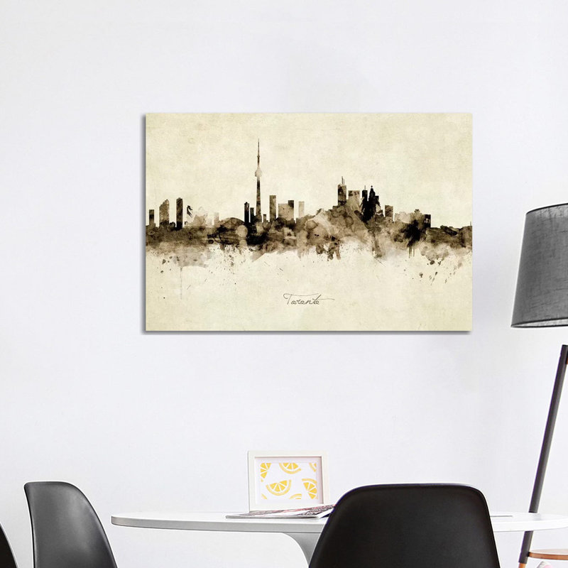 " Toronto Canada Skyline " by Michael Tompsett Painting Print, 26" H x 40" W  x 1.5" D