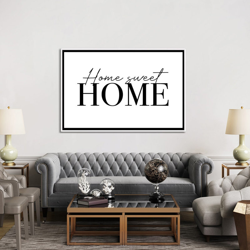 Home Sweet Home-impression d’art textuel, Pas de tapis, H 40 po x l 60 po x 1,5 po, Toile blanche encadrée