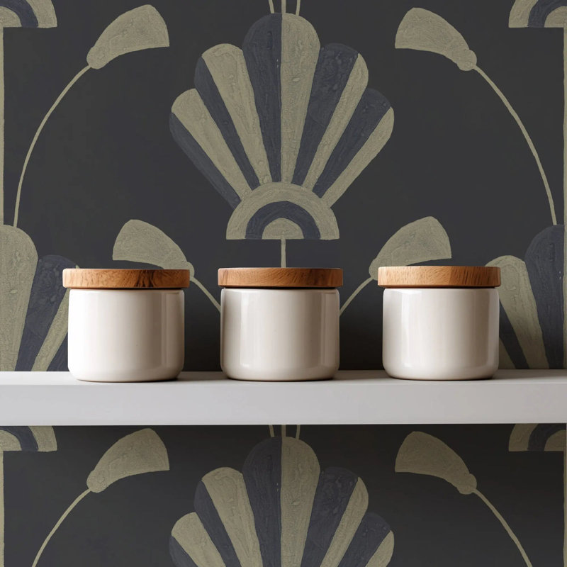 Fanflower - Wallpaper, Gold Night, Faux Grasscloth, Non-Pasted