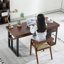 Bureau brun clair + noir rectangulaire en bois massif + fer avec 1 tiroir-673070635