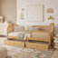 Structure de lit plateforme avec 2 tiroirs de rangement, lit en rotin pour enfants avec tête et pied de lit-634479129-634479109