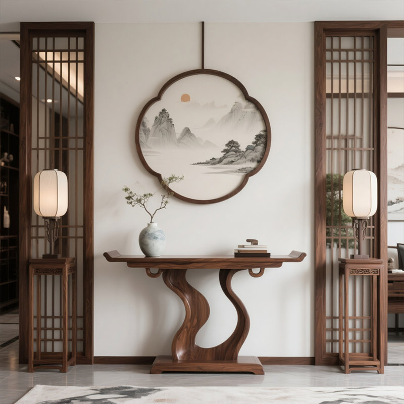 Nouvelle table d'entrée en bois massif de style chinois, H 34,6 po x l 47,2 po x P 15,7 po
