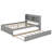 Full Size Platform Bed With Trundle, Wood Full Bed Frame With Bookcase And Headboard-2035471834