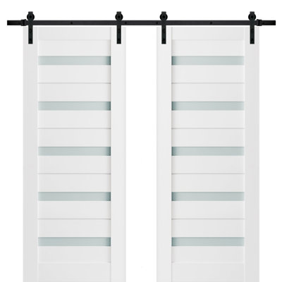 Quadro Frosted Glass Paneled Wood Barn White Doors