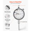 Dial Test Indicator with Dual Rod Stand and Storage Case, 0.03 mm Accuracy, 0-25.4mm Range, Fine Adjustable Long Arm, Non-Magnetic Centering Rods for Machine Set-Up, Narrow Area Measurement