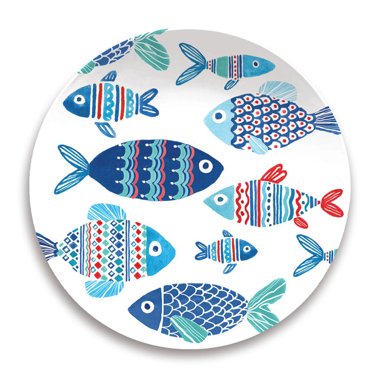 Assiette à salade en mélamine 9,1 po nautical fish Saniveieri