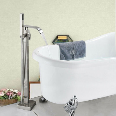 Freestanding Bathtub Faucet Floor Mount Tub Filler Mixer Taps Shower Faucets