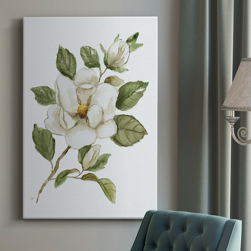 Magnolia Morning I, toile tendue avec châssis de qualité supérieure - prête à être accrochée, H 12 po x l 8 po x P 1,5 po