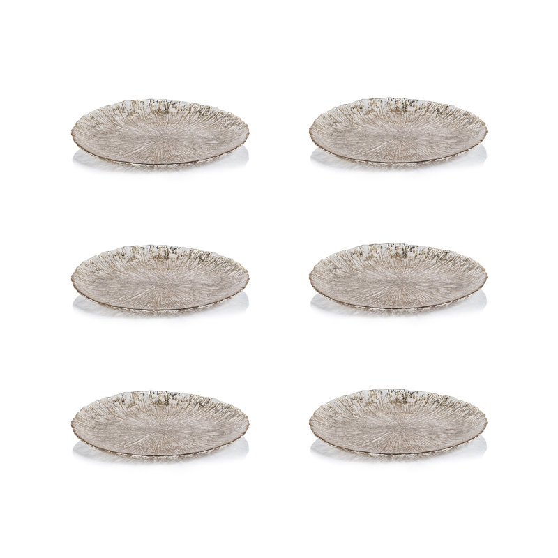 Chiara 6-Piece Fusion Glass Serving Platter Set, 13", 0.75" H x 8.25" L x 8.25" W