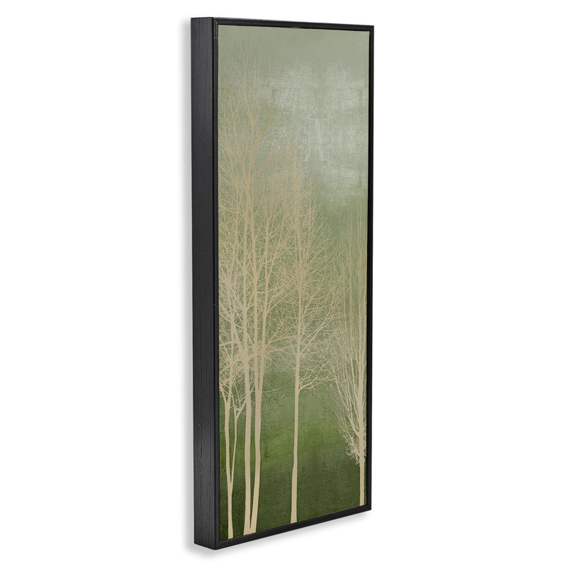 Subtle Ombre & Tree Framed Giclee, design by Kate Bennett, 24" H x 10" W, Midnight Black Framed Giclee