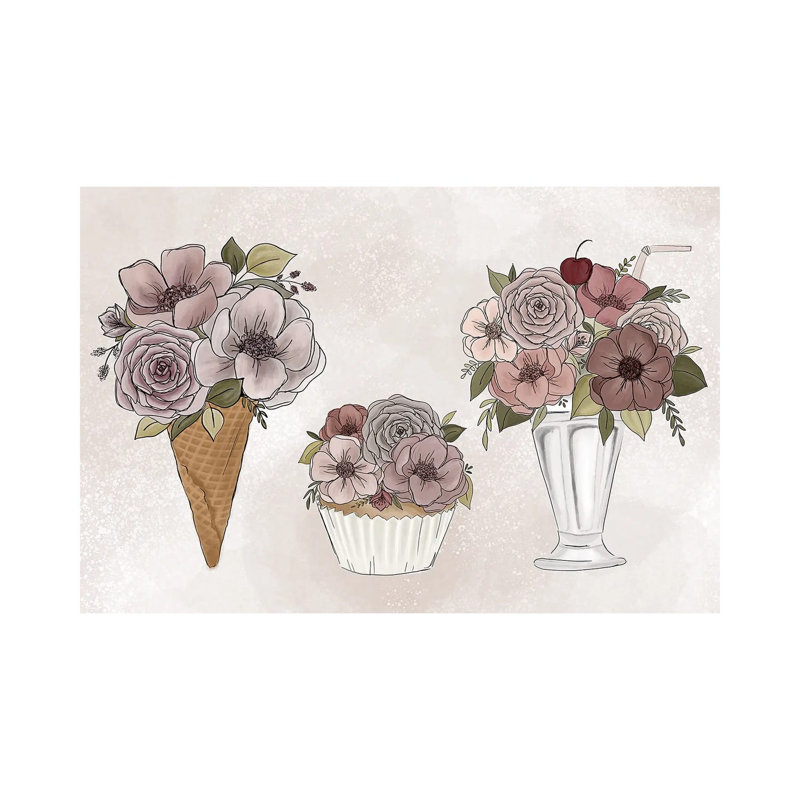 Floral Desserts 1 Piece Wrapped Canvas Wall Art, 20.32 cm H x 30.48 cm W