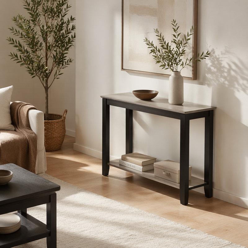 47 " W Solid Wood Top Console Table