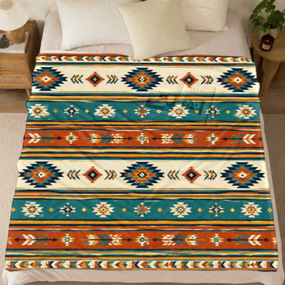1Pcs Southwest Pattern Flannel Blanket - Geometric Aztec Design;Cozy & Warm ThrowMachine WashablePerfect for Sofa Couch BedDecorative Home Accent Living Room Bedroom Outdoor CampingBohemian Style Gift. Bedding and sofa items