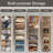 6-Shelf Hanging Closet Organizer, Fabric Hanging Shelves with Side Pockets for Clothing, Bags, Caps, Beige-124406785
