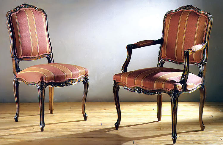 Muslin Upholstered Arm Chair in Red/Orange
