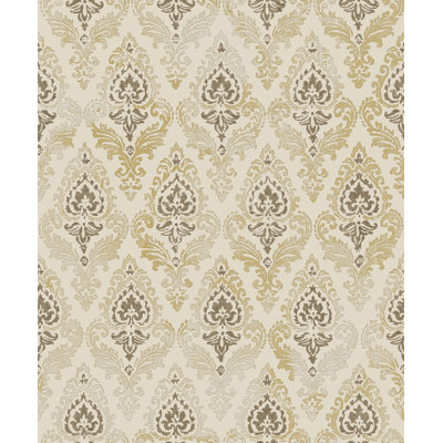 Floral Motif Damasco Design Embossed Satin 10m x 53cm Wallpaper Roll