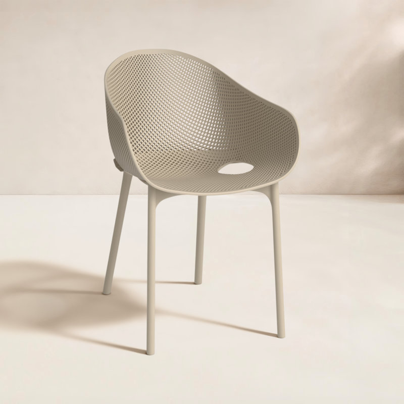 Chaise d'appoint empilable pour patio Farrah, Taupe