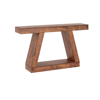 2-Tier Sofa Table with Open Storage Shelves, 55 Inch Farmhouse Narrow Console Table, Industrial Wooden Entryway Table Sofa Table Behind The Couch for