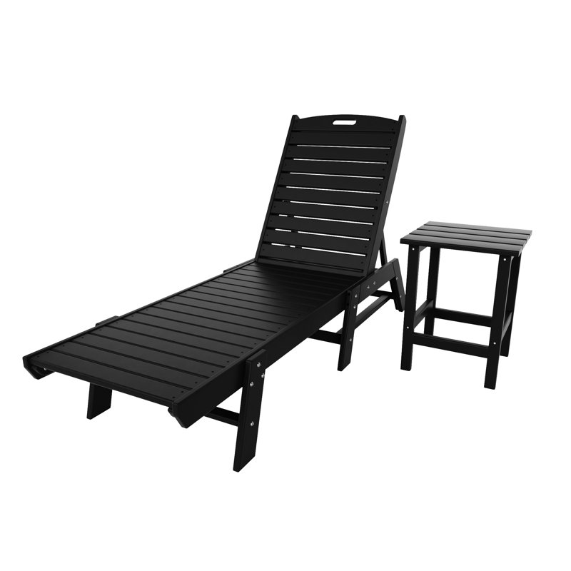 Shavon 78.2'' Long Reclining Single Chaise, Black