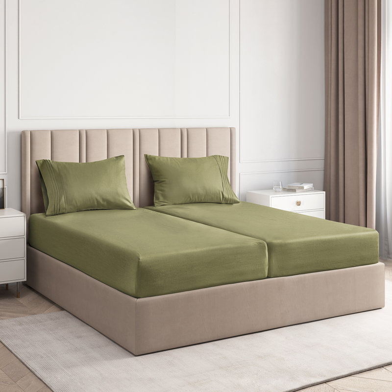 Extra Deep Pocket Sheet Set, Cooling & Breathable Bed Sheets, Soft Hotel Luxury Bedding, Fits 18–24 Inch Mattress, Sage Green