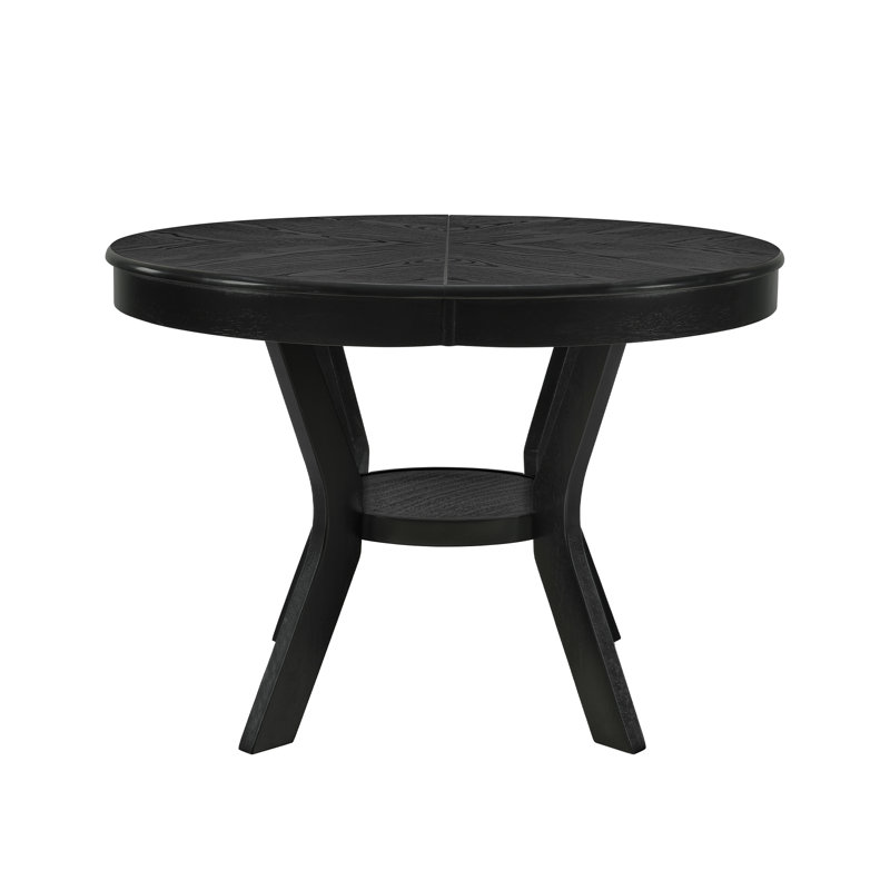 Round Extendable Solid Wood Dining Table, Black