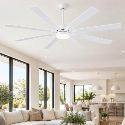 72" 8-blade Large Ceiling Fans Modern Farmhouse Indoor With Lights And Remote