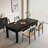 86.61" Black Rectangular Solid Wood Dining Table