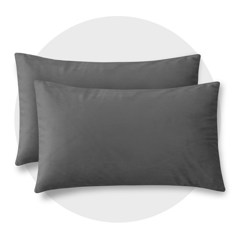 Rectangular Velvet Pillow Cover, Charcoal