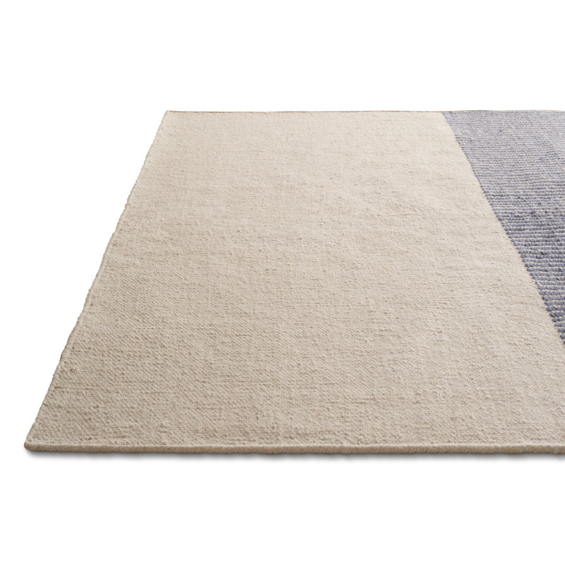 Light Between Wool Striped Area Rug in Natural/Gray, Rectangle 9' x 12'