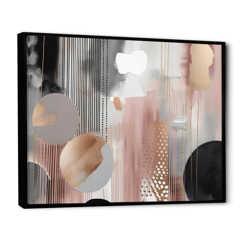 «Pink Rosegold Captivating Circle II - Modern Shapes», reproduction sur toile transitionnelle, L 20 po x H 12 po
