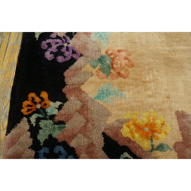 Tapis ivoire antique en laine Art déco