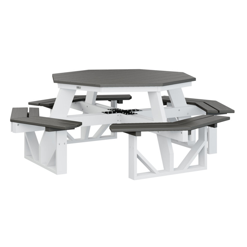Berlin Gardens Ada Octagon Picnic Table, 29"H x 85"L x 85"W, Coastal Grey/White