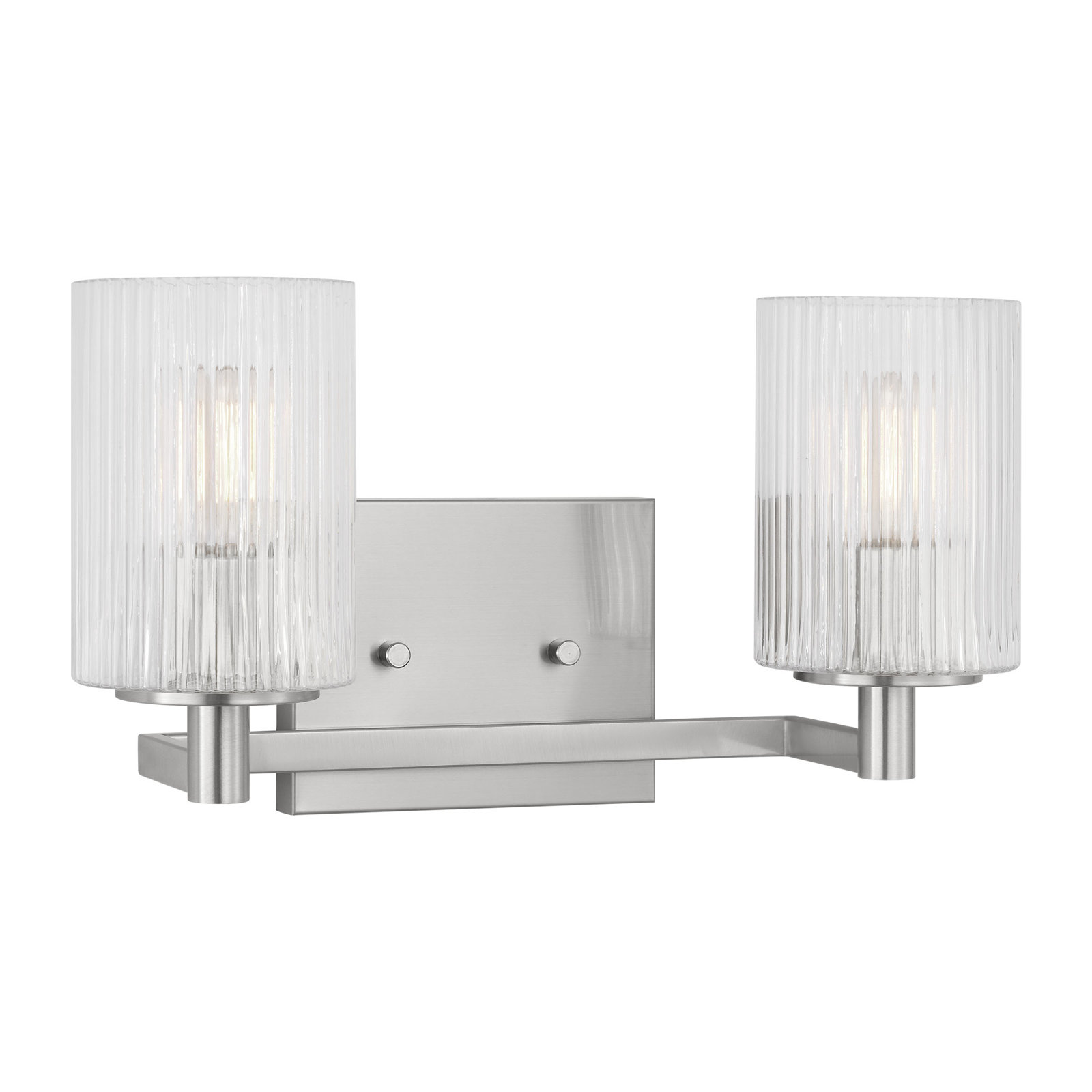 Luisa bath wall sconce with clear fluted glass shades, 2, Brushed Steel