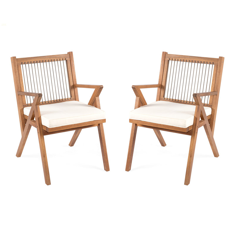 Patio Dining Chair With Cushion (Set Of 2)