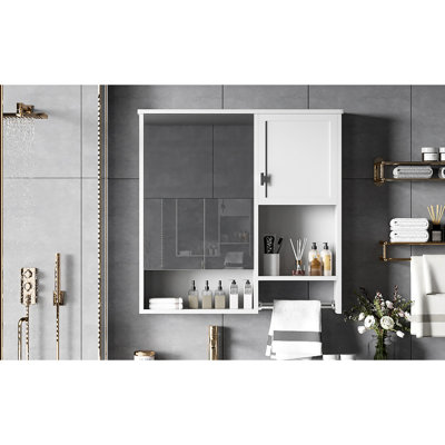 Armoire de salle de bain avec miroir et porte-serviettes - option de rangement pratique 29 po x 28 po pour ranger les articles essentiels