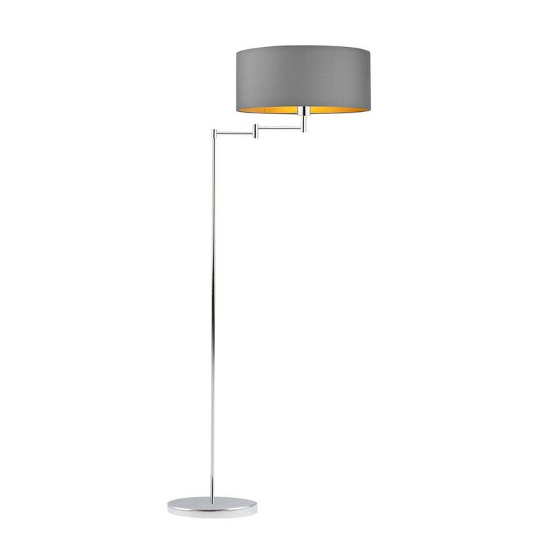 Korin 155cm Swing Arm Floor Lamp, Silver, Grey