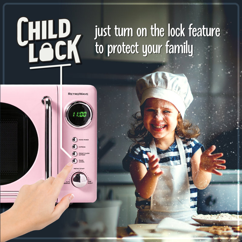 Nostalgia 0.7 Cubic Feet Countertop Microwave, Pink