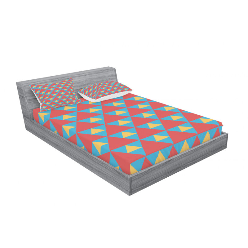 Microfiber Geometric Sheet Set, Queen Sheet Set with Fitted Sheet