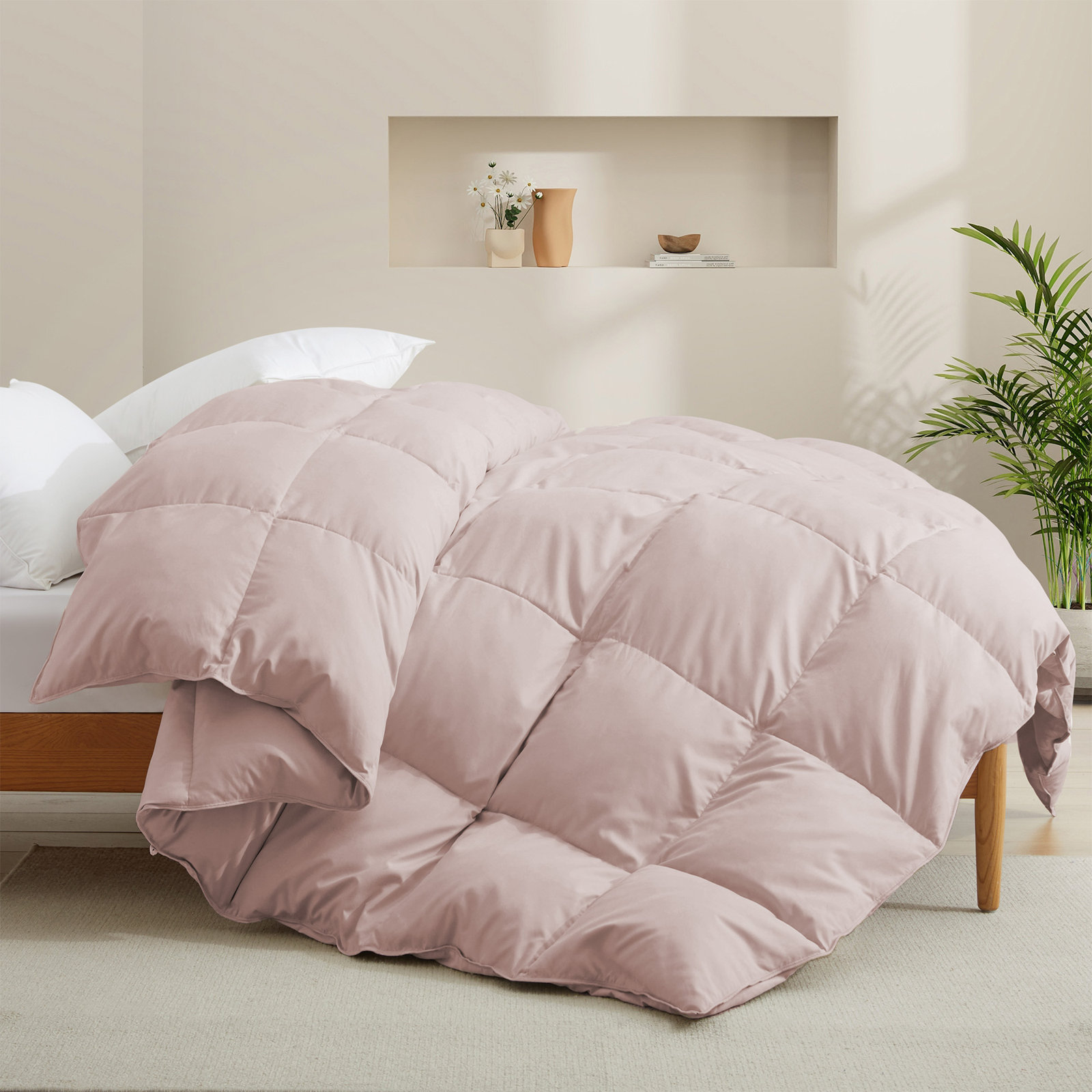600 Fill Power All Season Down Comforter Duvet Insert, King, Pink