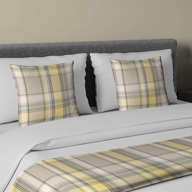 Harworth Polyester Tartan Bedspread, Yellow/Grey