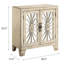 Console rectangulaire de style blanc antique avec pieds fuselés et portes de style miroir en verre