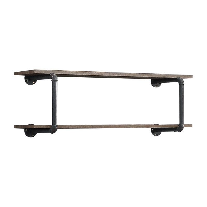 Antique Oak and Sandy Grey 2-Tier Wall Shelf