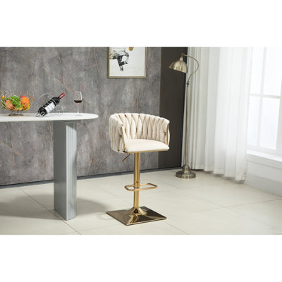 Tabourets de bar à hauteur de comptoir, 2 pièces avec et repose-pieds. Structure en métal, revêtement en velours, rembourrage en mousse, pivotant à 360 degrés, pour la cuisine, la salle à manger, le repose-pieds des chaises de bureau, 2, réglable,