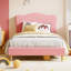 Lit plateforme rembourrée double en polaire sherpa pour enfant, tête de lit réglable, sommier à lattes silencieux en bois, cadre de lit pour chambre à coucher – Rose pâle-1744902889-1744902895