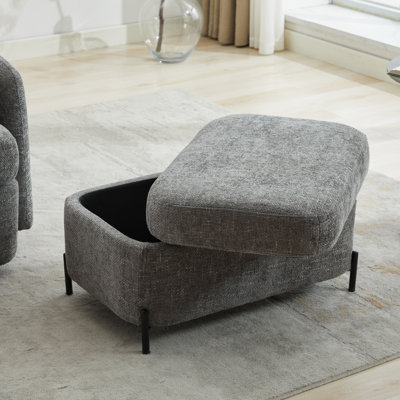 Grand repose-pieds avec rangement en chenille l 30,3 po pour salon, entrée, couloir, gris anthracite